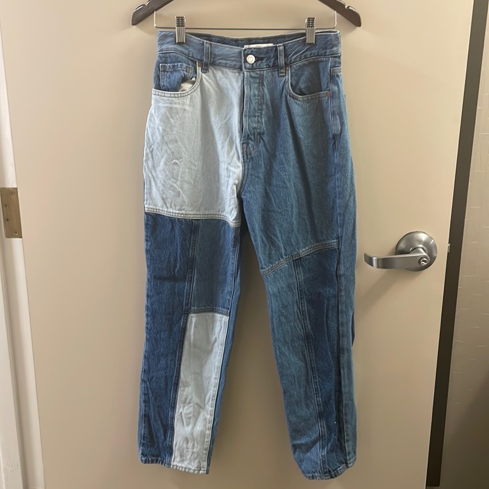 Pacsun Color Block High Rise Straight Jeans